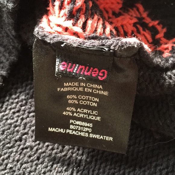 Black, Salmon +Cream Tribal Patterned Knit Sweater - Picture 5 of 7